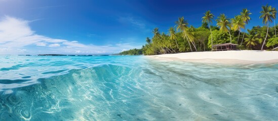 Crystal clear ocean water on a tropical island beach in the Indian Ocean. Best interior design inspiration.