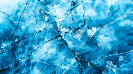 Abstract close-up of the intricate patterns in blue glacier ice