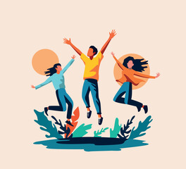 Obraz premium victory of youth flat character illustration