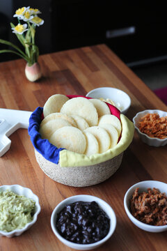 Traditional Hispanic breakfast served in buffet style