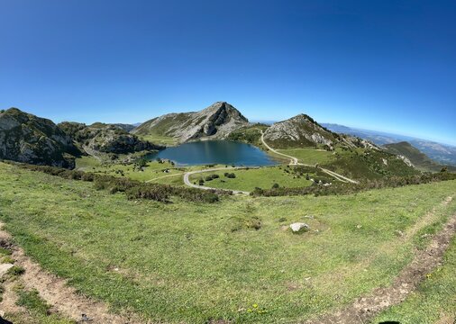 Enol Lake In Asturias, Spain