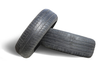 old worn damaged tires isolated on white background - 759106785