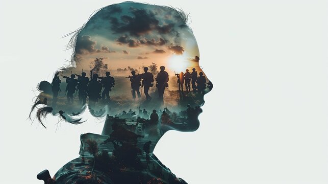 Silhouette of a Soldier Reflecting on War's Impact of PTSD 