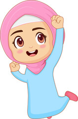 Muslim girl happy celebrate