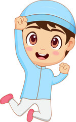 Muslim boy happy celebrate