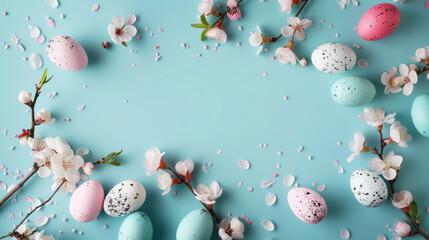 Colorful easter eggs and branch
