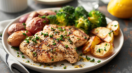 Grilled chicken with vegetables