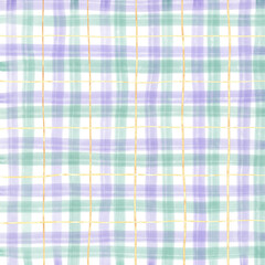 Gold Purple Green Plaid Hand Drawn Background Overlay