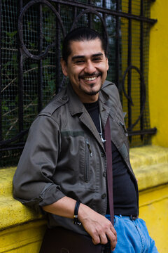 Charming latino man street portrait