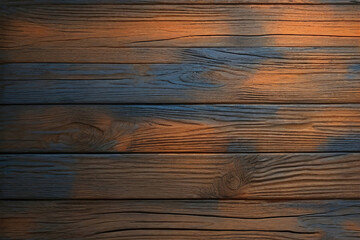 Fototapeta premium orange and blue and brown wood wall wooden plank board texture background with grains and structures and a dirty look