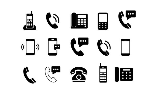 Ringing phone simple icon, Telephone call sign, phone icons collection, Contact us. Chat bubble icon. Cell phone pictogram. Vector illustration,