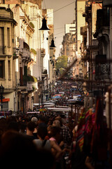 Street with a lot of people in the traditional San Telmo´s fair and typical Buenos Aire´s...