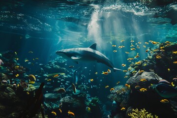 Marine life wonders depicted in vibrant oceanic scenes, Generative AI