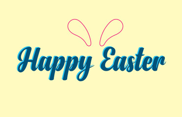 Hand lettering script Happy Easter, fancy calligraphy text, isolated on white background. Vector illustration. Can be used for holiday design