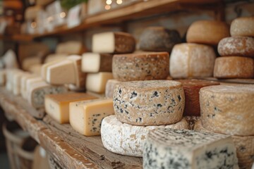 Artisanal cheese shop, highlighting the artisan craftsmanship and centuries-old cheese-making traditions of France
