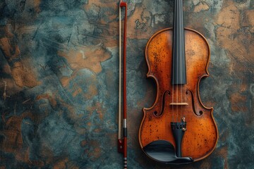 Artistic arrangement of a violin and bow, capturing the poetry of classical composition