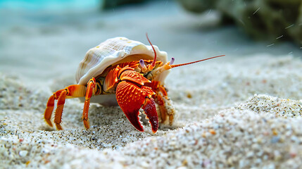 Hermit crabs on the beach - obrazy, fototapety, plakaty