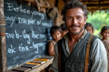 Immersive language school scenes showcasing the journey of mastering new linguistic skills