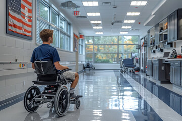 In a state-of-the-art rehabilitation center, a determined individual works on mobility exercises under expert guidance.