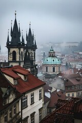 Fototapeta na wymiar Aerial view of beautiful historical buildings of Prague city in Czech Republic in Europe.