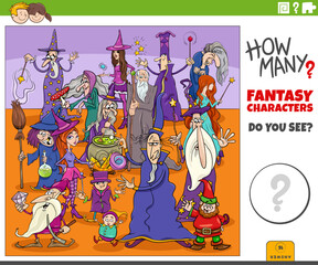 counting cartoon fantasy characters educational activity