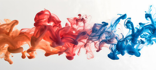 Abstract Swirls of Red and Purple Smoke on White Background