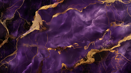 Majestic Purple and Gold Marble Texture Background