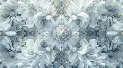 flower painting, mirrored symmetrical arrangements, white, ornate, intricate details, highly detailed