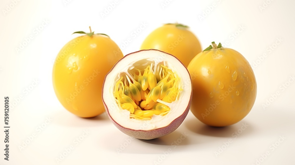 Wall mural Passion fruit isolated on a white background. Passion fruit on a white background