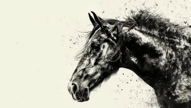 A striking black and white photo of a majestic horse. Perfect for equestrian and animal-themed designs.