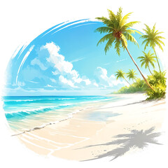 Fototapeta na wymiar a beautiful tropical beach with palm trees