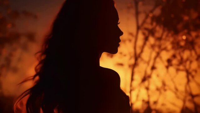 A woman standing in front of a beautiful sunset. Ideal for various inspirational and motivational concepts. - Powered by Adobe