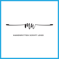 MU initials Handwriting signature logo. MU Hand drawn Calligraphy lettering Vector. MU letter real estate, beauty, photography letter logo design.