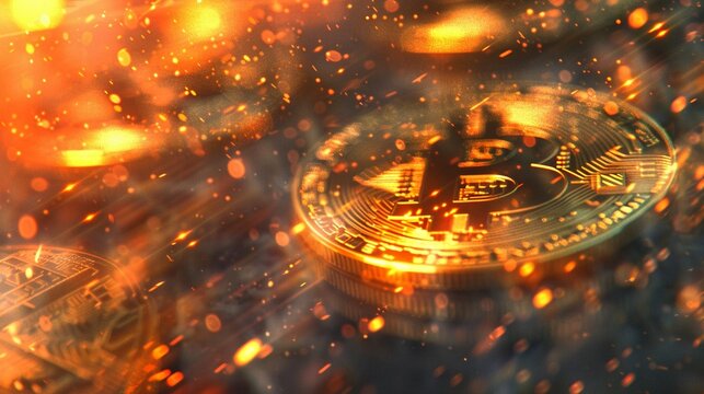 Bitcoins triumph marks a paradigm shift in the realm of finance.2D digital painting blur shot
