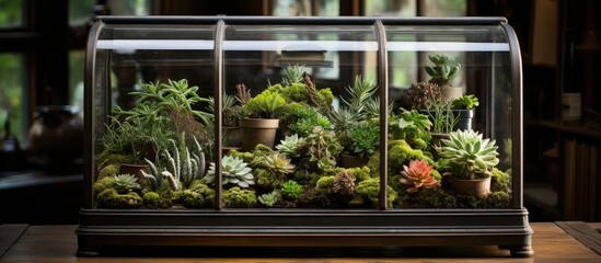 Florarium Filled with Succulent Plants and Other Botanicals