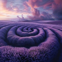Lavender fields twist into spirals