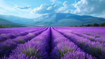 Fensteraufkleber Lavender patterns stretch to the horizon © Phawika