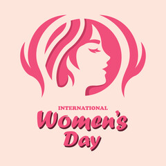 Women's Day Face beauty circle with leaf vector illustration, poster background design, Concept for equality, international women's day, activism