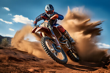 Adrenaline-fueled Capture of a Dirt Bike Rider Mastering a Jump - Extreme Sports Photography
