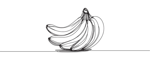 banana branch drawing, continuous line. vector illustration. Banana in one line.