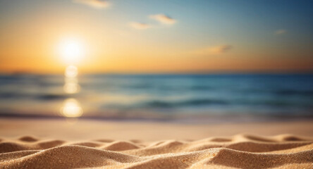 Blurred summer nature background with tropical sand beach, ocean and sunlight - Powered by Adobe
