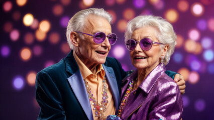 Happy, glamorous retirees. - obrazy, fototapety, plakaty
