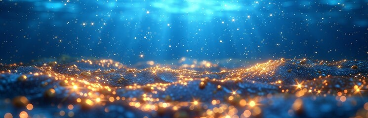 Naklejka premium golden sparkles play with light, creating a feeling of luxury and festive mood