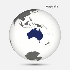 Map of Australia with Position on the Globe