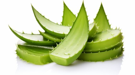 Close-up view of sliced aloe vera leaf with juice