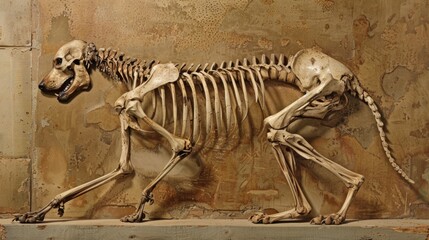 Fototapeta na wymiar dog skeleton, academic study, vintage 