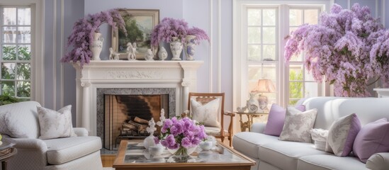 Charming lilac accents enhance the warmth of a beloved home.