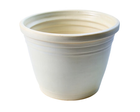 White empty flower pot isolated on transparent background.