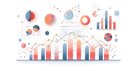Obraz premium Business background, financial chart with graph and line icon on white background