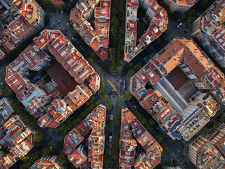Barcelona's unique city blocks from above